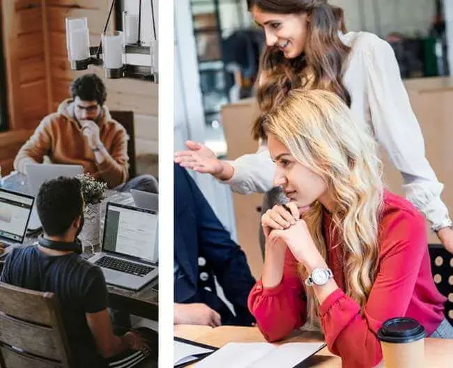 Varias personas trabajando en un escritorio